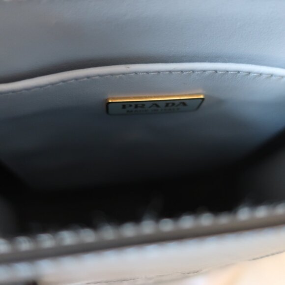 Authentic Prada Celeste Saffiano Lux Logo Embossed Small Crossbody Tote Handbag - Picture 11 of 16